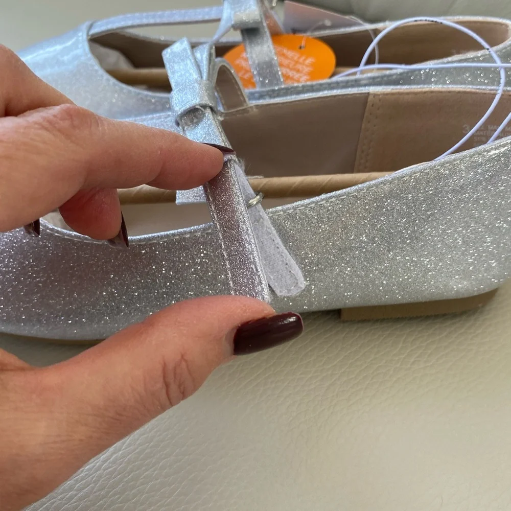 GIRLS GLITTER T-strap ballet flats